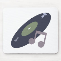 Retro Music Record & Note Original Colours Mousepad