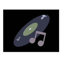 Retro Music Record & Note Original Colours Postcard