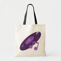 Retro Music Record & Note Purple Bags