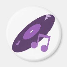 Retro Music Record & Note Purple Fridge Magnets