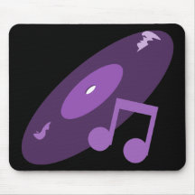 Retro Music Record & Note Purple Mouse Pads
