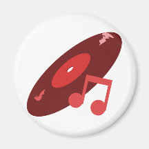 Retro Music Record & Note Red Fridge Magnets