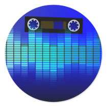 Retro Music Round Stickers