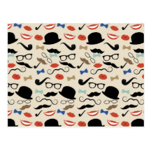 Retro Mustache Moustache Stache Pattern Postcard