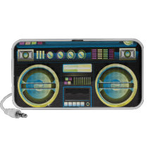 retro neon blue boom box ghetto blaster boombox travel speakers