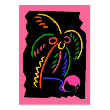 Retro Neon Palm Flamingo Travel Souvenir Gift Tags Business Card Templates