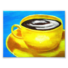 retro neon yellow and blue coffee cup java photograph