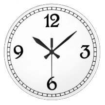 Retro Numbers Black White Wall Clock