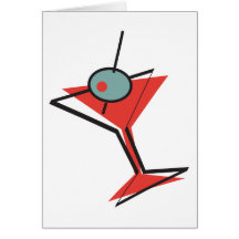 retro olive martini greeting card