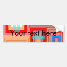 Retro orange blue squares bumper stickers