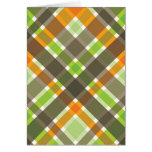 Retro Orange Brown Green Plaid Blank Card