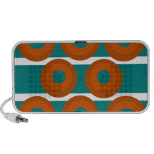 Retro orange circles on teal background PC speakers