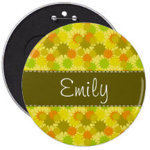 Retro Orange & Green Pinback Button