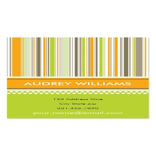 Retro Orange Green Stripes Pattern Profile Card Business Card