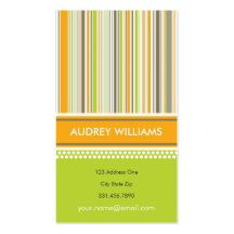 Retro Orange Green Stripes Pattern Profile Card Business Card
