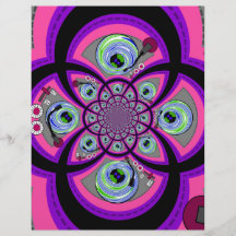Retro orange pink and green turntable vortex flyer