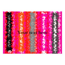 Retro orange pink grey psychedelic rectangle personalized invite
