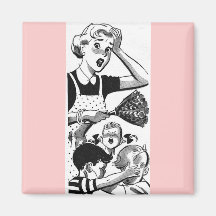 Retro Overwhelmed Mom Magnets