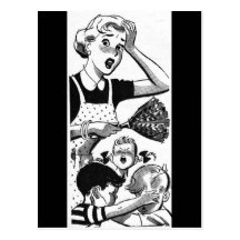 Retro Overwhelmed Mom Postcards