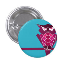 Retro Owl button (pink)