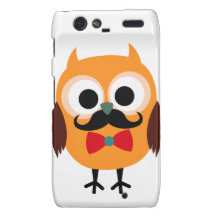 Retro Owl with Handlebar Mustache Moustache Motorola Droid RAZR Cases