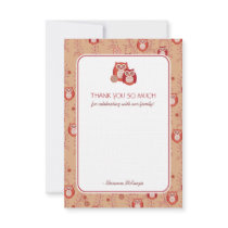 Retro Owls Thank You Flat Cards