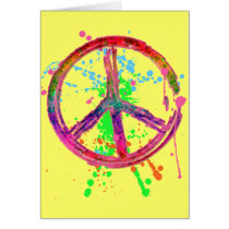 RETRO PAINT SPLATTER PEACE SIGN GREETING CARD