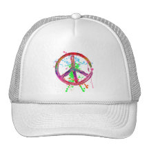 RETRO PAINT SPLATTER PEACE SIGN HAT