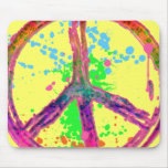 RETRO PAINT SPLATTER PEACE SIGN MOUSE PADS
