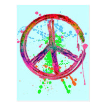 RETRO PAINT SPLATTER PEACE SIGN POST CARDS