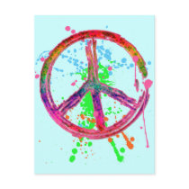 RETRO PAINT SPLATTER PEACE SIGN POST CARDS