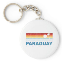 Retro Palm Tree Paraguay Keychain
