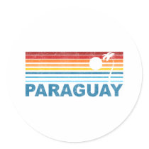 Retro Palm Tree Paraguay Stickers