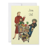 Retro Party Shopping Grocery Cart Full Invitation