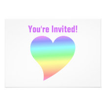 Retro Pastel Rainbow Heart Personalized Announcements