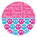 Retro Peace Symbol and Peace Text Card (2) Round Stickers