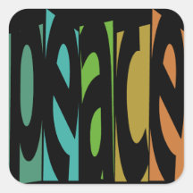 Retro Peace Text Square Sticker