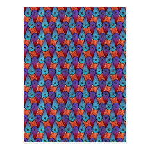 Retro Peacock Feathers Postcard