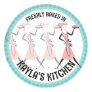 Retro pie girl baking from my kitchen bakery st... round stickers