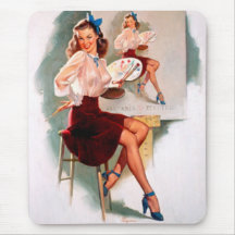Rétro Pin vintage de Gil Elvgren vers le haut de f Tapis De Souris