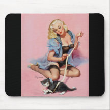 Rétro Pin vintage de Gil Elvgren vers le haut de f Tapis De Souris