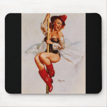 Rétro Pin vintage de sapeur-pompier de Gil Elvgren Tapis De Souris