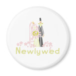 Retro Pink and Green Newlywed magnets