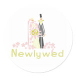 Retro Pink and Green Newlywed stickers