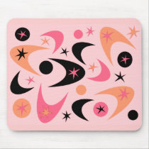 Retro Pink & Black Starburst Boomerang Mouse Pad