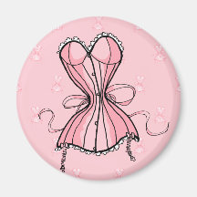 Retro Pink Corset Fridge Magnets
