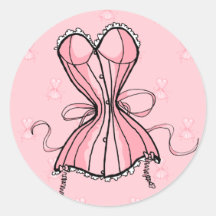 Retro Pink Corset Round Stickers