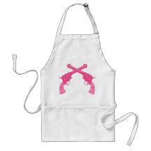 Retro Pink Crossed Pistols Aprons