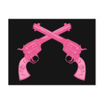 Retro Pink Crossed Pistols Post Card