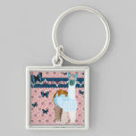 Retro Pink Floral Alpaca & Boho Butterflies Keycha keychains
